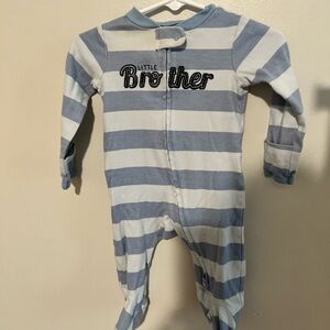 Carter's Blue and White Striped Little Brother Footie